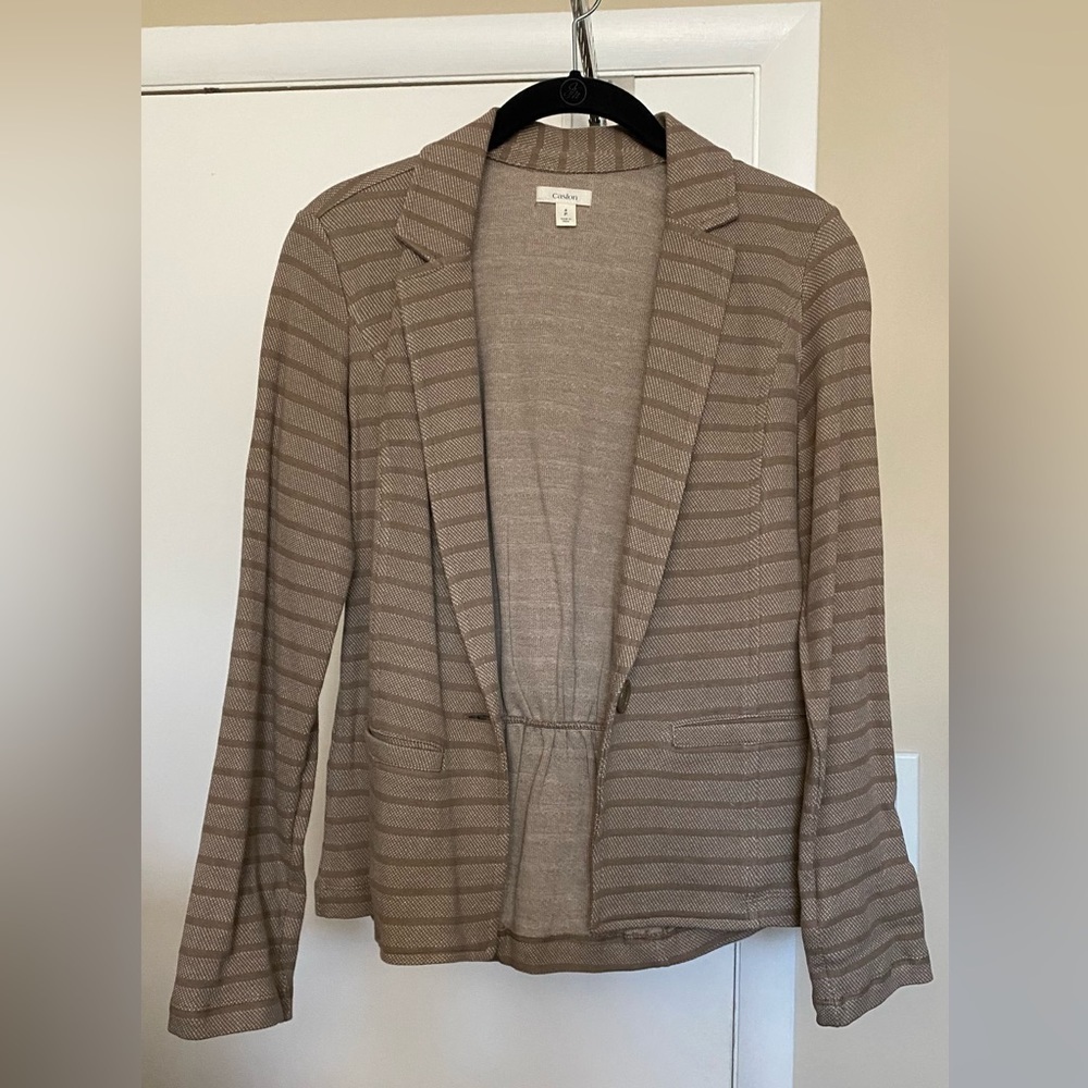 Caslon Striped One-Button Front Knit Blazer Size SP